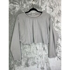 Paper Crane Pullover Sweater Womens Small‎ Gray Cropped Long Sleeve Raglan Knit